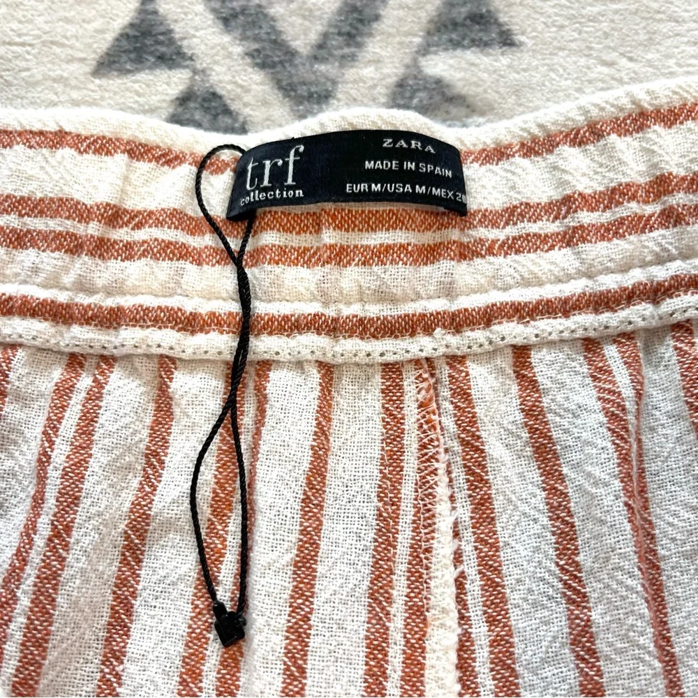 Zara TRF Collection Striped Wide Leg Trousers Medium NWOT